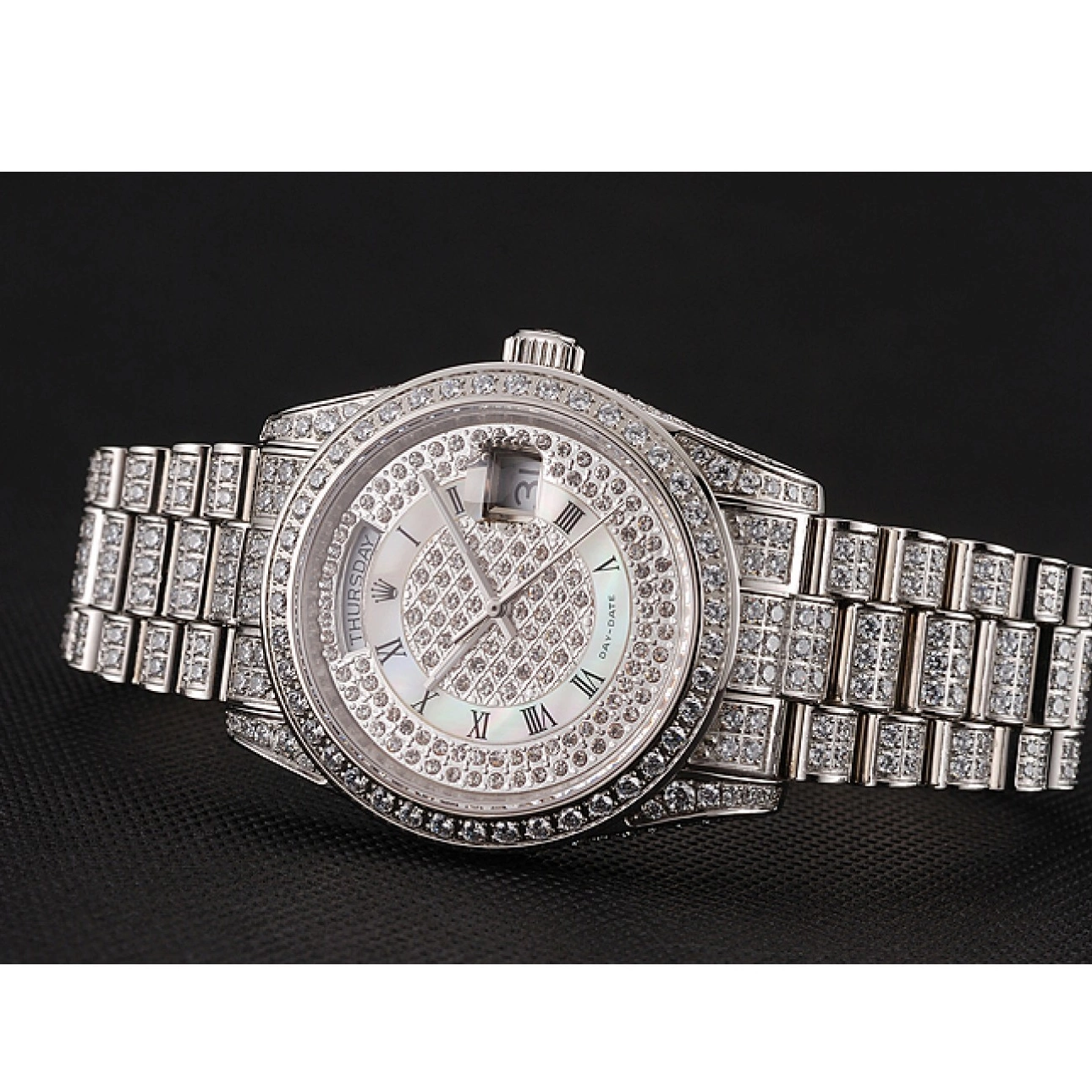 MiroTime 0817 Swiss Rolex Day-Date Diamond Pave Dial Diamond Case Diamond Bracelet 1453950
